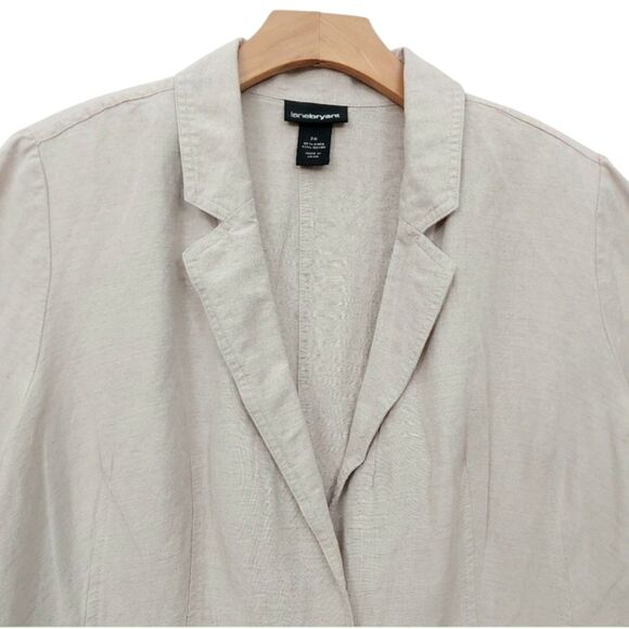 Lane Bryant Linen Blend Jacket Blazer Womens 20 Beige Two Button Work Casual - Picture 2 of 13